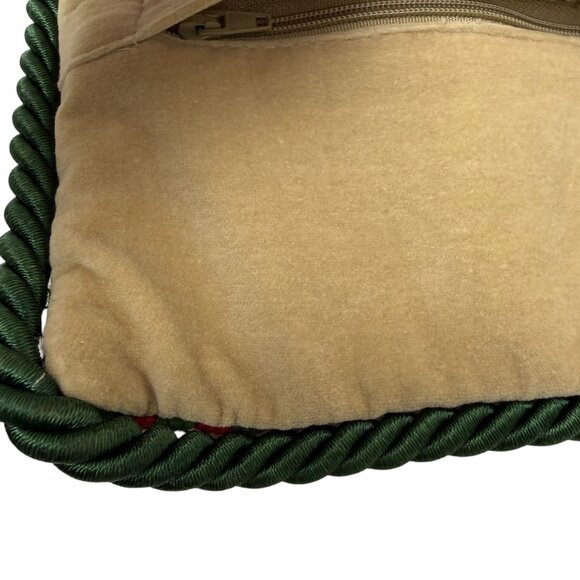 Christmas Needlepoint Pillow Cover Holly and Pine Cones Vintage Holiday Decor - Picture 7 of 10